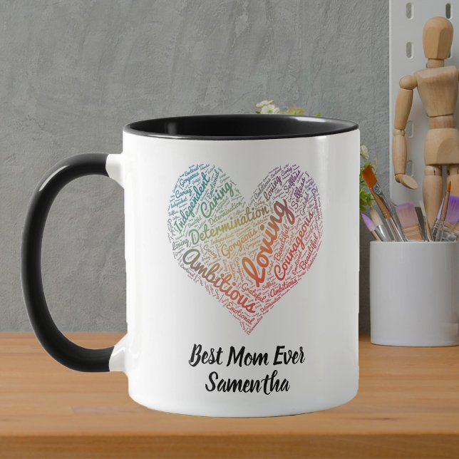 Best Mom Ever Colourful Rainbow Heart Personality Mug (Creator Uploaded)