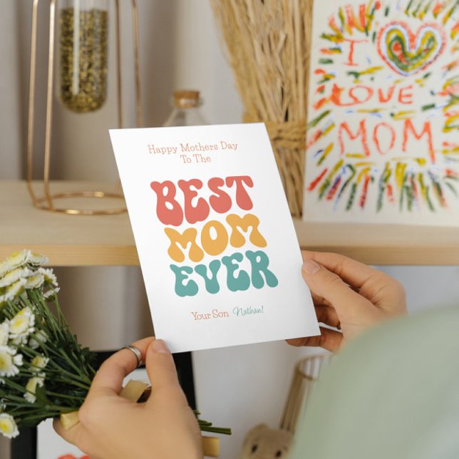 Best Mom Ever Colourful Retro Typography Invitation (Creator Uploaded)