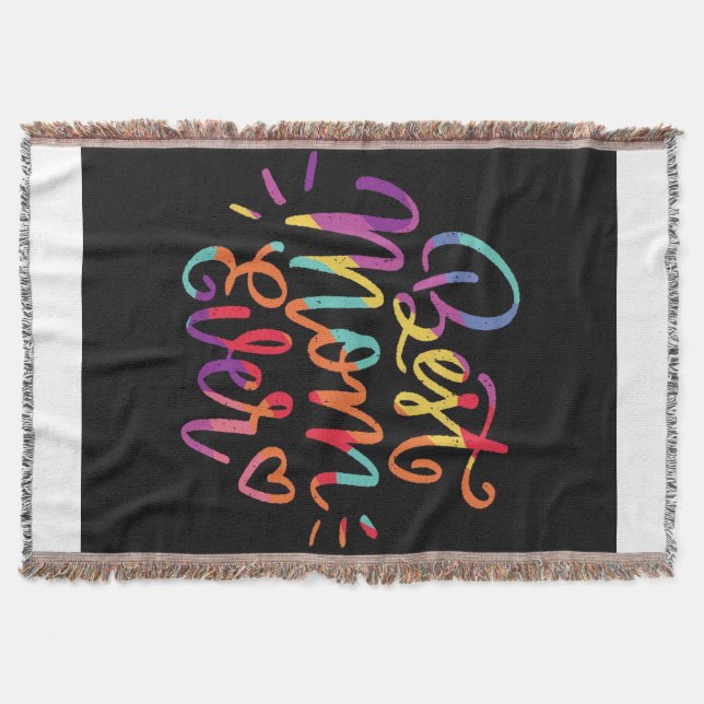 Best Mom Ever Colourful Throw Blanket (Front)