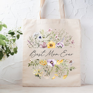 Best Mom Ever Colourful Wildflower Mothers Day Tote Bag
