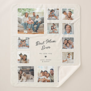 Best Mom Ever Custom 12 Photo Collage Keepsake Sherpa Blanket