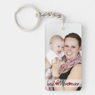Best Mom Ever Custom 2 Photo  Keychain