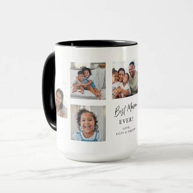 Best Mom Ever Custom 7 Picture Collage Grid Mug (Front Left)