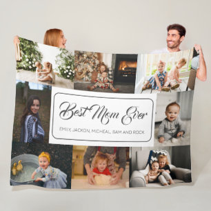 Best Mom Ever Custom 8 Photo Collage Fleece Blanket