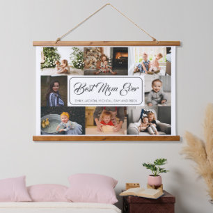 Best Mom Ever Custom 8 Photo Collage Hanging Tapestry