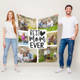 Best Mom Ever Custom Multi Photo Keepsake Fleece Blanket