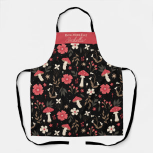 Best Mom Ever custom name mushroom floral apron