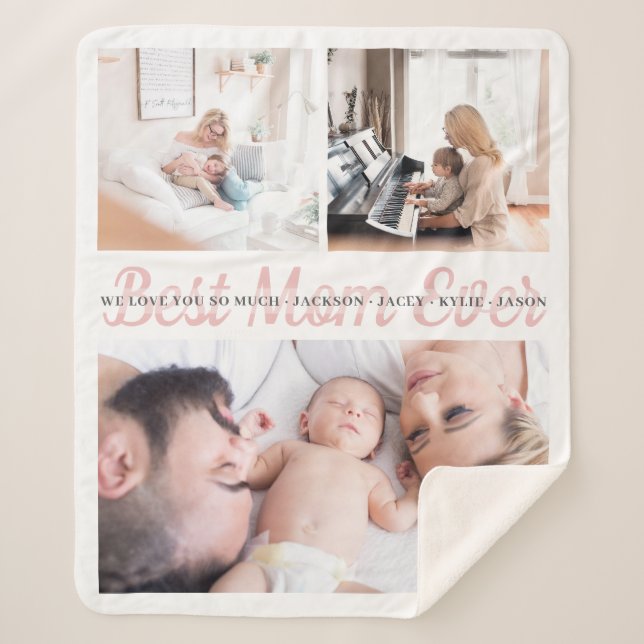 Best Mom Ever Custom Personalized Sherpa Blanket (Front)