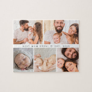 Best mom ever custom photo collage with year jigsaw puzzle