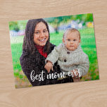 Best Mom Ever Custom Photo Modern White Script Jigsaw Puzzle<br><div class="desc">Create a fun keepsake for your mom by adding your own photo to a custom jigsaw puzzle with "best mom ever" written at the bottom in a modern white handwritten script font. A perfect gift for Mother's Day. If you have trouble with your photo's placement or sizing, please click the...</div>
