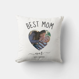 Best Mom Ever, Custom photo Mothers Day Gift Throw Pillow