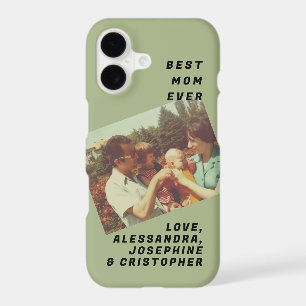 Best Mom Ever Custom Photo Names Retro Sage Green