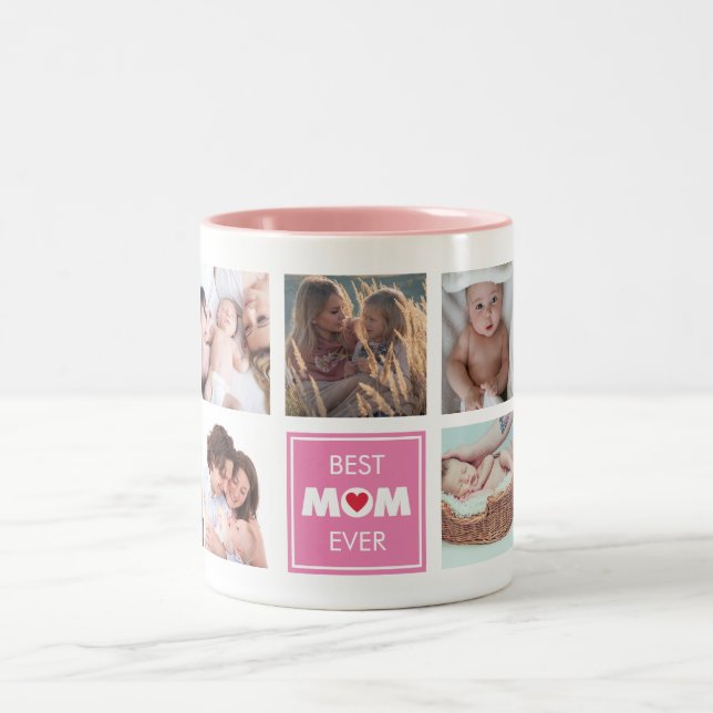 BEST MOM EVER Custom photo Personalized Gift Two-T Two-Tone Coffee Mug (Center)