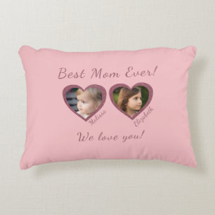 Best Mom Ever Custom Two Photo Template Accent Pillow
