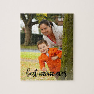 Best Mom Ever Custom Vertical Photo Black Script Jigsaw Puzzle