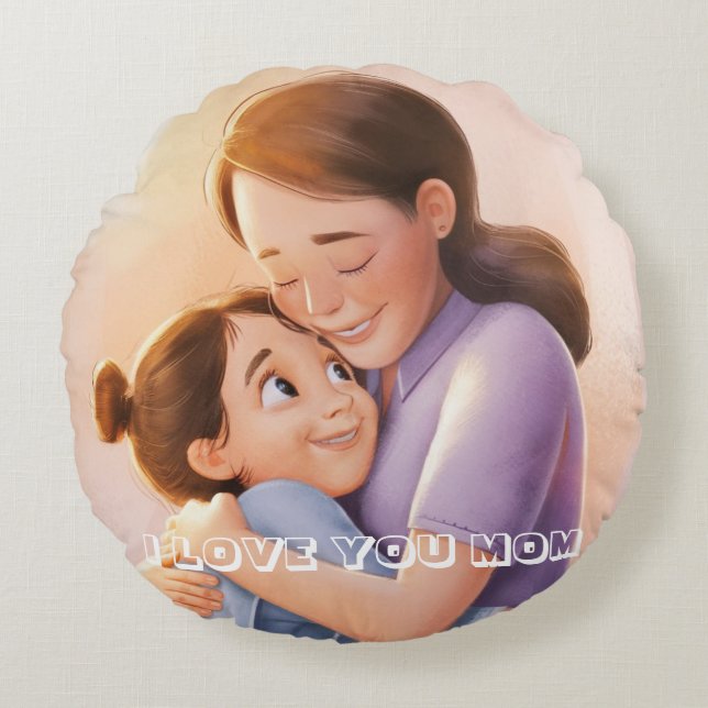 Best Mom Ever Customise Family Photo Round Pillow (Front)