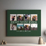 Best Mom Ever Customizable Green Photo Collage Canvas Print<br><div class="desc">The "Best Mom Ever Customizable Navy Blue Photo Collage Canvas Print" is a personalized masterpiece that pays homage to the extraordinary role that mothers play in our lives. It's a canvas print like no other, offering you the unique chance to curate a heartfelt collage of cherished family photos. These images,...</div>