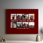 Best Mom Ever Customizable Maroon Photo Collage Canvas Print<br><div class="desc">The "Best Mom Ever Customizable Maroon Photo Collage Canvas Print" is a heartfelt and personalized gift that honours the extraordinary mothers in our lives. This canvas print offers the opportunity to create a unique collage of cherished family photos, resulting in a sentimental and one-of-a-kind masterpiece that beautifully captures shared memories....</div>