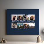 Best Mom Ever Customizable Navy Blue Photo Collage Canvas Print<br><div class="desc">The "Best Mom Ever Customizable Navy Blue Photo Collage Canvas Print" is a truly special and personalized gift, tailor-made to celebrate the extraordinary role that mothers play in our lives. This unique canvas print offers you the opportunity to carefully curate a collage of cherished family photos, transforming them into a...</div>