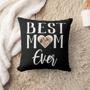 Best Mom Ever Cute 1 Photo Happy Mothers Day Throw Pillow