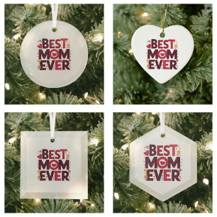 Best Mom Ever Cute Hearts Mother's Day Ceramic Ornament
