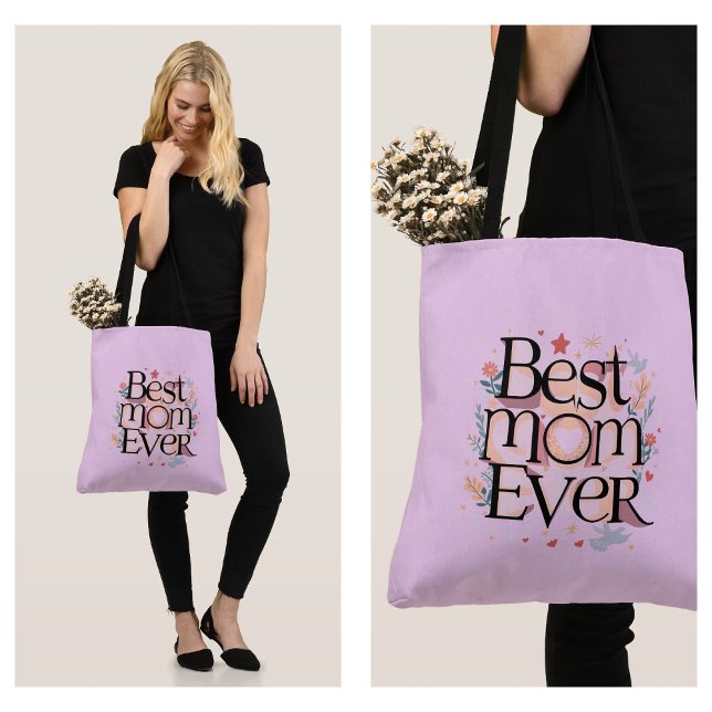 Best Mom Ever Cute Modern Mother Tote Bag (best mom ever tote bag)