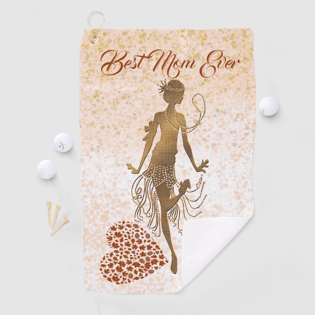 Best Mom Ever Dancer Spiral Heart Mother's Day Fun Golf Towel (InSitu)
