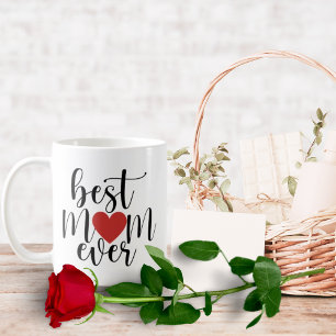 Best Mom Ever Decorative Script with Heart Coffee Mug