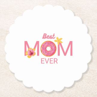 Best Mom Ever Doughnut Floral Paper Coaster