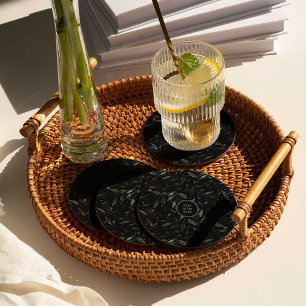 Best mom ever elegant floral branches round paper coaster