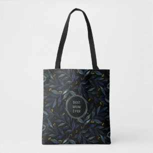 Best mom ever elegant floral branches tote bag