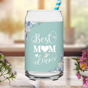 'Best Mom Ever' elegant floral Can Glass