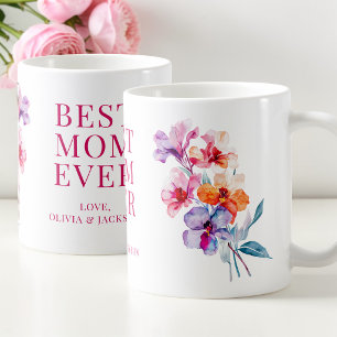 Best Mom Ever Elegant Floral Flowers Mother's Day Coffee Mug