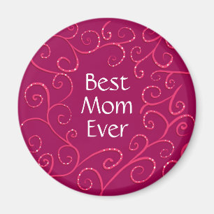 Best mom ever elegant pink swirls modern magnet