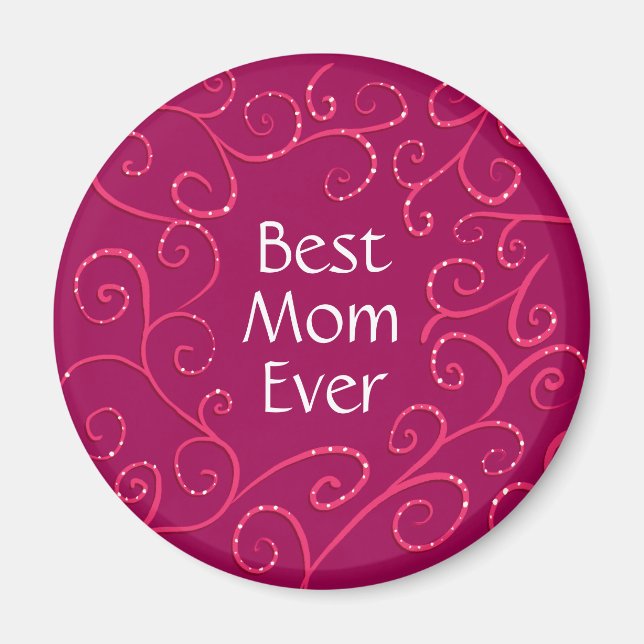 Best mom ever elegant pink swirls modern magnet (Front)