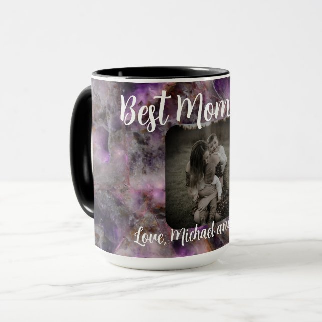 Best Mom ever elegant purple quartz marble Mug (Front Left)