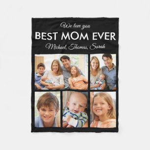 Best Mom Ever Family Photo Collage Picture Fleece Blanket