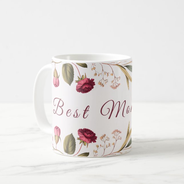 Best Mom Ever Floral Coffee Mug (Front Left)