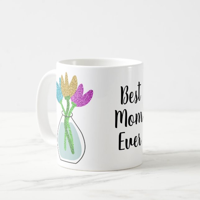 Best Mom Ever Floral  Coffee Mug (Front Left)