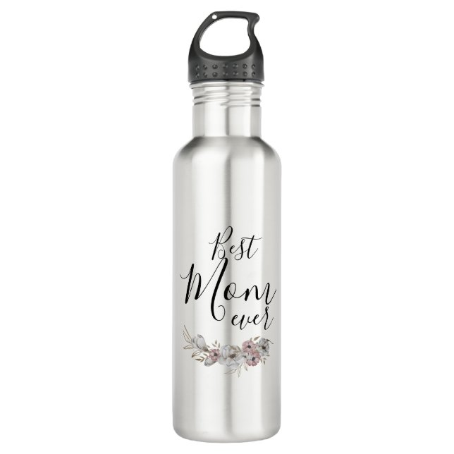 Best Mom Ever Floral Minimal 710 Ml Water Bottle (Front)