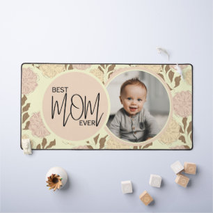 Best Mom Ever Floral Pattern Photo Desk Mat