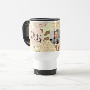 Best Mom Ever Floral Pattern Photo Travel Mug