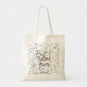 "Best Mom Ever" Floral Personalized Tote Bag
