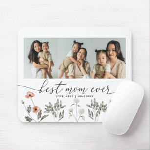 Best Mom Ever Floral Photo Collage  Mouse Pad