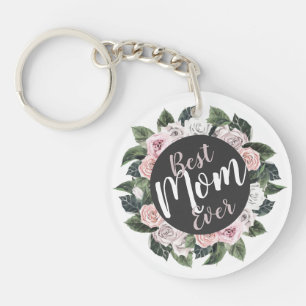Best Mom Ever Floral Photo Keychain