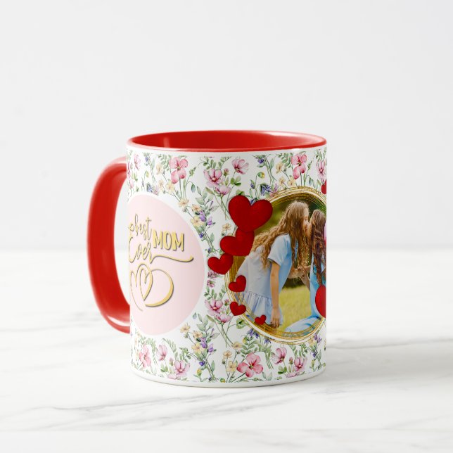 Best Mom Ever Floral Photo Mother's Day Mug (Front Left)