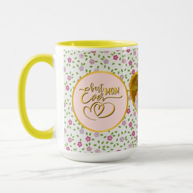 Best Mom Ever Floral Photo Mother's Day Mug (Left)