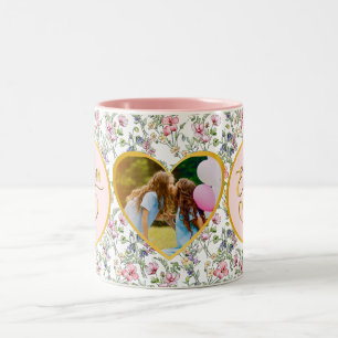 Best Mom Ever Floral Photo Mother's Day Two-Tone Coffee Mug