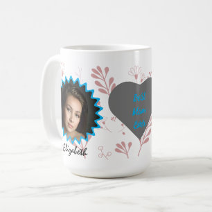 Best Mom Ever Floral Photo Name White Mug