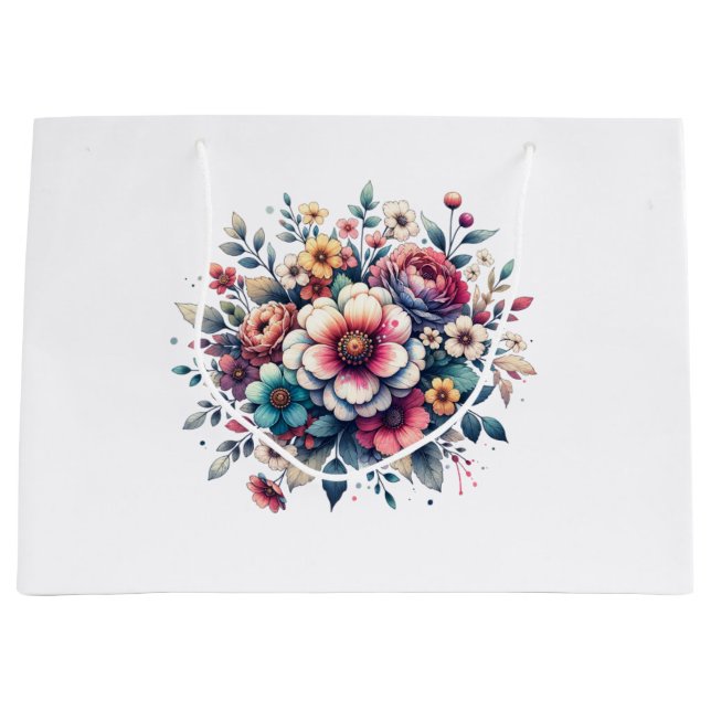 Best Mom ever floral watercolor Large Gift Bag (Front)